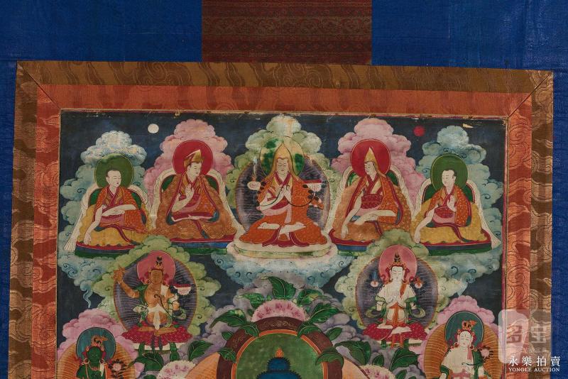 18世纪 （西藏）矿物彩绘燃灯佛唐卡 - 图5